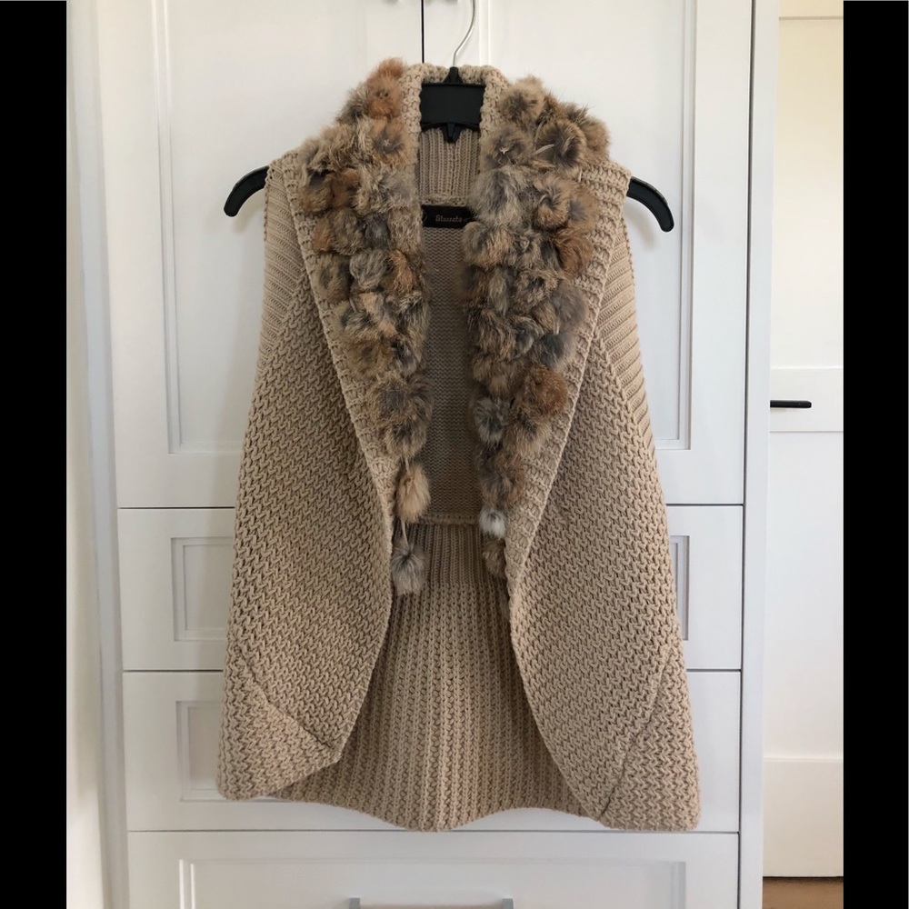 Staccato Knit Faux Fur Vest